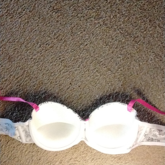 Always A Flirt 36B Bra White W/Black And Pink - Picture 2 of 3